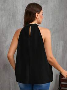EMERY ROSE Plus Size Women's Vacation Style Solid Black Casual Off-Shoulder Camisole Shirt,Business Casual Woman