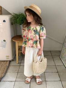 Hapijoa 2pcs Young Girls Fall Outfit Vacation - Apricot - View 2
