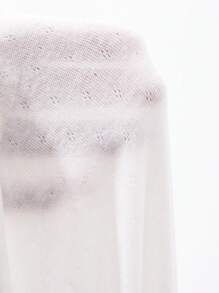 DAZY Bộ đồ ngủ 2 món áo crop top và quần short dệt kim nhẹ nhàng dành cho nữ - trắng - Xem 8