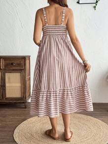 SHEIN 女士条纹印花系带无袖哺乳孕妇装，适合日常穿着 - 彩色 - 查看 6