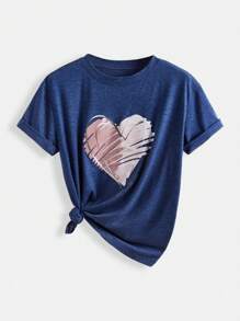 Velisys Velisys Women's Printed Short Sleeve Crew Neck Athletic T-Shirt, Summer - Multicolor - View 5