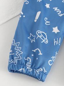 Baby Girls Casual Loose Cartoon Universe Print Long Pants - Blue - View 7