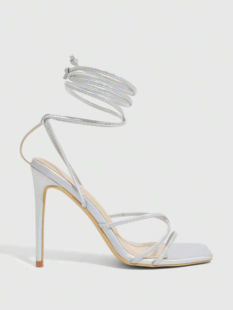CUCCOO SZL Women's Sexy Minimalist Striped High Heel Sandals