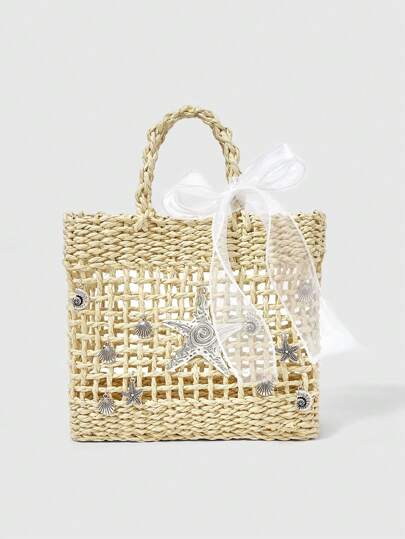 Kawaii Borsa da donna con decorazione a stella marina e design svasato