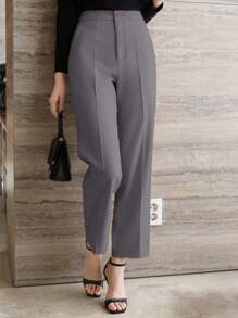 DAZY Pantalones de oficina rectos y plisados de unicolor para mujeres, pantalones vestir para mujeres