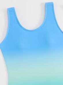 SHEIN 2件套可爱渐变女童连体泳衣和短裤套装（印花版）