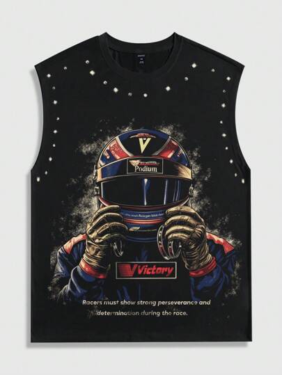 Street Life Men's Racing Printed Sleeveless Casual Tank Top