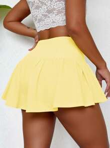 Zolique SXY Flipped Waist Pleated Cake Skort For Women's Age Reducing Playful Basic Skirt,Ultra Short Skort, Summer Shorts,Street,Sporty