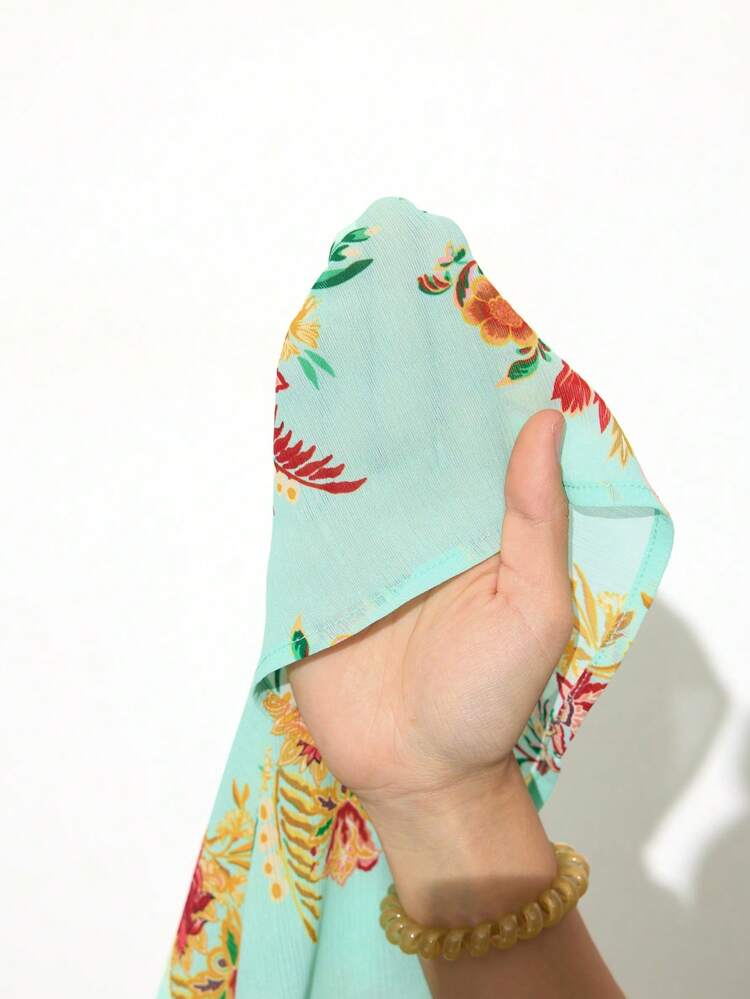 SHEIN Maija Bluzka damska z długim rękawem i nadrukiem kwiatowym