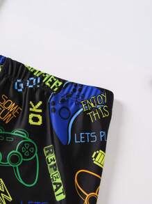 3 件套男童泳衣套装，带游戏控制器印花和泳帽，海滩游玩必备 - 彩色 - 查看 6