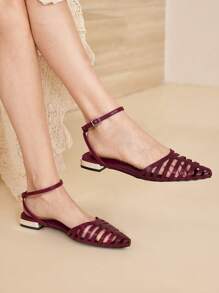 MOTF PREMIUM POINTED TOE SLINGBACKS FLAT SHOES - Burgundy - View 2