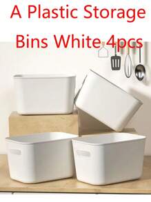 SHEIN 4PCS Storage Boxes, 4 PCS Storage Covers, Desk Stationery Organizer, Books, Cosmetics, Snacks, Underwear, Kitchen Essentials, Dormitory Basket With Handles, Bathroom Storage Basket, Back To School Supplies, Kitchen, Kitchen Accessories, Kitchen Tools, Organizer, Makeup Organizer, Wedding Supplies, Floral Decoration, Household Items, Table, Home Decoration, Home Storage, Room Decoration, Bedroom Decoration