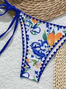 Swim Vcay Summer New Fruit Print Shell Trim Cute Women Bikini Swimsuit - Multicolor - View 3