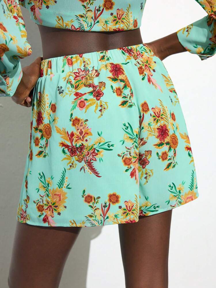 SHEIN Maija Women's Summer Casual Vacation Floral Print Shorts