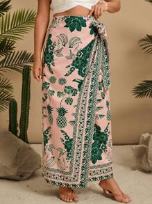 Travachic Plus Size Allover Print Wrap Around Style Summer Fashion Vacation Skirt - Multicolor - View 6