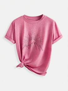 Velisys Velisys Women's Printed Short Sleeve Crew Neck Athletic T-Shirt, Summer - Multicolor - View 9