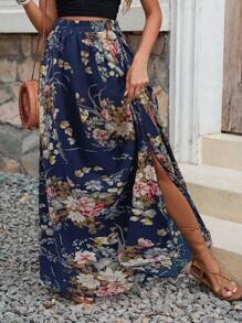 Breezaya Váy Maxi Dài Đi Biển In Họa Tiết Xẻ Cao Cho Nữ - Nhiều màu - Xem 3