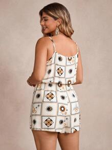 Freevana 大码女式波西米亚印花无袖连体裤