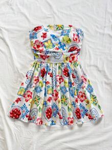 Soleia 女式夏季樱花印花荷叶边花卉印花迷你吊带背心连衣裙 - 彩色 - 查看 3