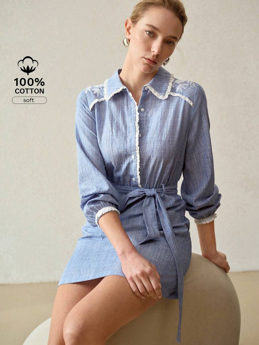 MOTF PREMIUM FLORAL EMBROIDERY DUAL POCKET DRESS