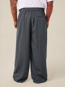 EASEVO 大码男士宽松休闲竖条纹长西装裤 - 彩色 - 查看 2