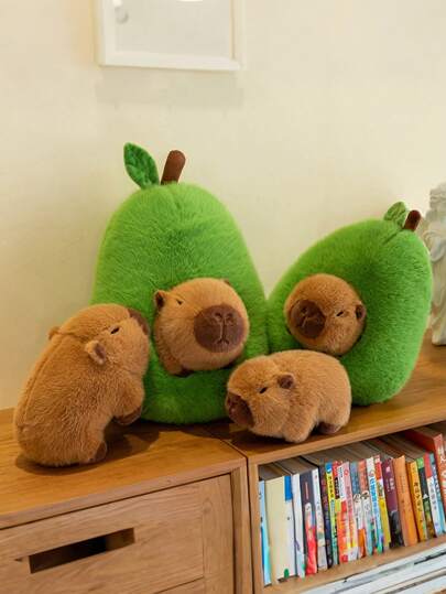 1 件 35 厘米/13.8 英寸创意牛油果水豚毛绒玩偶，可爱柔软可爱水豚玩偶，可拆卸 3D 牛油果枕头，治愈家居装饰玩偶，汽车装饰玩偶生日礼物，水豚杯，玩偶，水豚文具