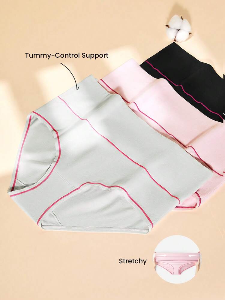 Plus 3-Pack Cotton High Waist Briefs Waist Women Underwear Panties Set