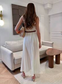 Pariaura Vestido plisado ajustado para mujer para fecha/vacaciones de verano