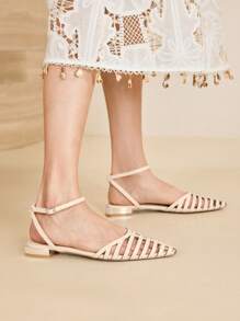 MOTF PREMIUM WOMEN'S POINTED TOE HOLLOW-OUT COMFORTABLE FLATS - Beige - View 5