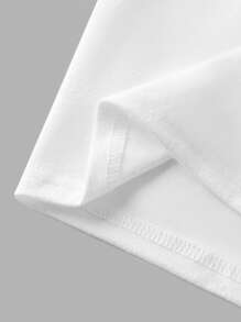 SHEIN Tween 女童休闲纯色针织高弹低腰修身运动短裤，白色 - 白色 - 查看 4