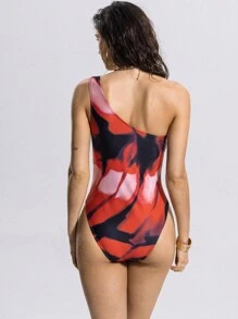 Swim EVENT 2025年新款热销女士扎染印花单肩连体泳衣/前卫女士泳装/度假沙滩装/泳池装 - 彩色 - 查看 2