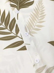 Manfinity KASUA 男士全印花前开式短袖休闲衬衫和短裤套装泳装，夏季，夏威夷风