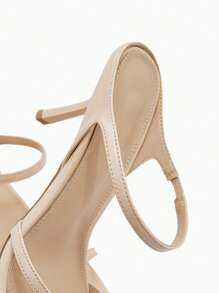 CUCCOO BIZCHIC Apricot Mirror Pu Pointed Toe Kitten Heel Women'S Sandals For Summer Graduation Heels Prom Heels Vacation Shoes Summer Elegant Basics Business Casual Business Chic Spring Shoes Spring Break Easter