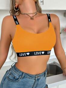 Women's Simple Comfortable Letter Knit Bra Without Padding