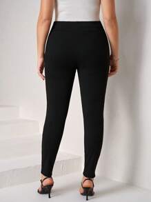 Chikora 大碼紐扣細節緊身打底褲