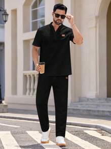 Manfinity VCAY Set de 2 camisetas informales ajustadas de punto para hombre, adecuado para el verano