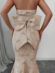 Elenzga Vestido corsé con textura de flores 3D y lazo de mariposa en la espalda