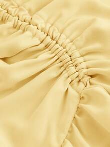 SHEIN MOD Women's Creamy Yellow Summer Skirt With High-Low Hem ,Drawstring Ruffled Layered,Party Skirt,Boho Skirt,Lunch Skirt