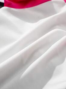 BABY SHARK X SHEIN 女宝宝卡通粉色鲨鱼印花拼色泡泡袖荷叶边夏季沙滩两件套泳衣套装