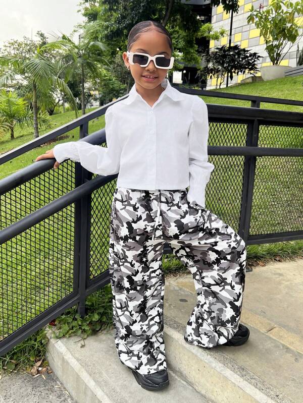 Tween Mädchen Lässig Mode gerade Camouflage Hose