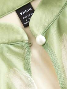 SHEIN MOD Vestido Jade estilo retro de jardín encantado | Inspiración china moderna con cuello de cheongsam y grandes flores | Romanticismo victoriano con bajo con capas y lazo para escapadas a la playa y picnics a la luz de la luna Y2K - Verde - Ver 3