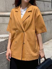 FRIFUL Áo ghi lê công sở màu cam rộng rãi, thoải mái cho nữ, thích hợp cho lễ tốt nghiệp, ngày lễ, vải lanh mùa hè - trái cam - Xem 6