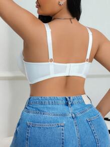 DesireSculpt 1pc Plus Size Comfortable Wireless Lightly Padded Smooth Bra, Lift - White - View 2