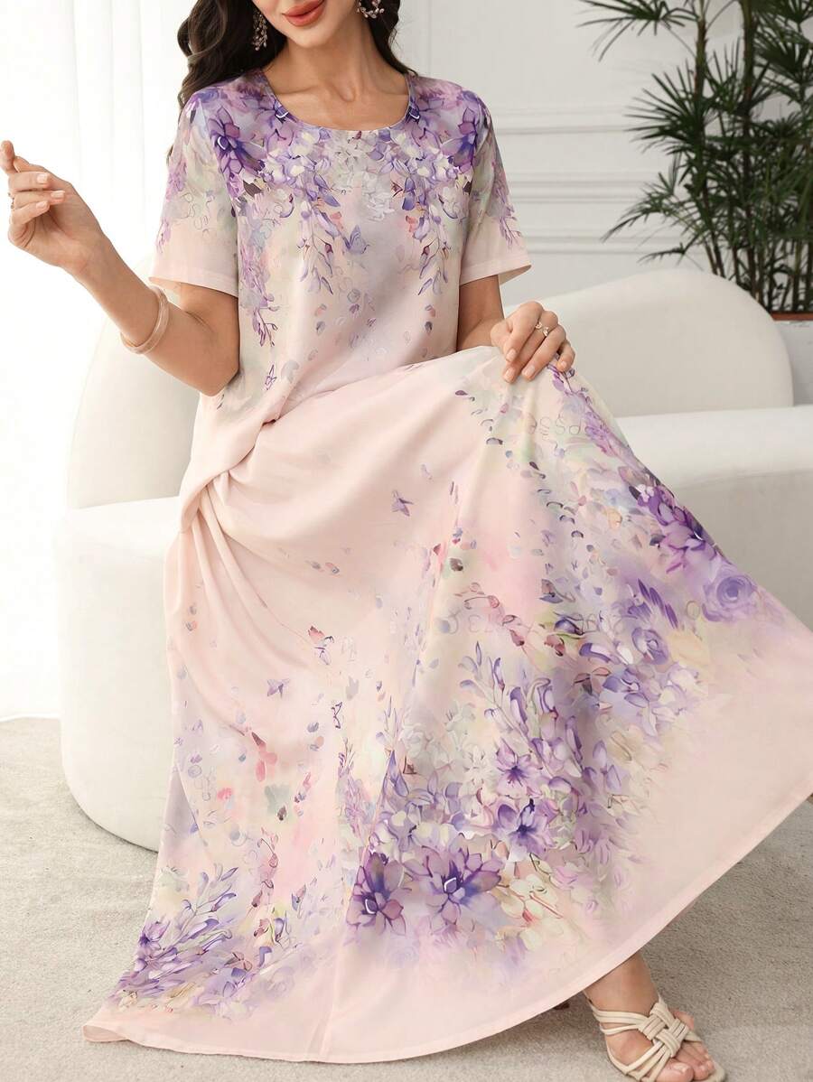 Lacomfia 2 件优雅女士服装：印花套头衫和中长裙套装，夏季 - 彩色 - 查看 1