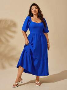 Sunserae Vestido ajustado con empalmes de estilo europeo y americano - azul real - Ver 4