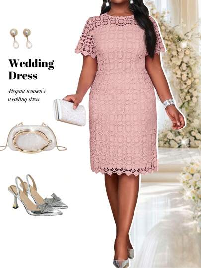 Fleurora Spring And Summer Casual Elegant Boho Pink Lace Round Neck Slim Straight Midi Dress Wedding Plus Size Dress Vacation Outfits Woman Beach Outfits For Woman Beach Vacation Beach Dress Wedding Guest Dress Women Business Casual Woman Prom Dress Summer Outfits For Women Summer Dresses For Women Vacation Outfits Woman Beach Outfits For Woman Wedding Guest Dress Women Birthday Dresses For Women Cheetah Print Business Casual Woman Birthday Outfits For Women 4th Of July Women Dress For Wedding Guest Wedding Guest Dress Summer Wedding Guest Outfit Pink Dress For Wedding Wedding Guest Dresses