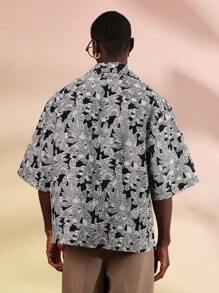 SUMWON Camisa de organza con efecto quemado y abotonadura, prenda de declaración para festivales, uso ocasional, moda contemporánea, streetwear moderno, colección de resort, verano, primavera, vacaciones