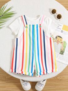 Bubblio Quần yếm nhiều màu sắc dễ thương cho bé, thiết kế thể thao thường ngày phù hợp mặc vào mùa xuân/hè, bé trai và bé gái - màu xanh lá - Xem 2