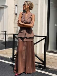 Siren Gaze Professional Women Clothes Graduation Dress Business Casual Woman Women Two Pieces Outfits For Daily Wear Summer Elegant Brown - Brown - View 2