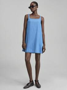 Ontre Women's Blue Denim Dress Casual A-Line Dress Comfortable And Simple Old Money Style Outfit, Going Out